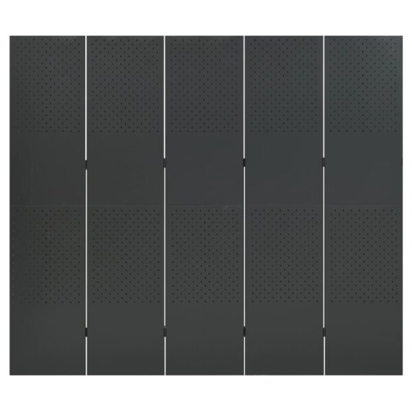 vidaXL 5-Panel Room Divider Anthracite 78.7"x70.9" Steel - Image 2