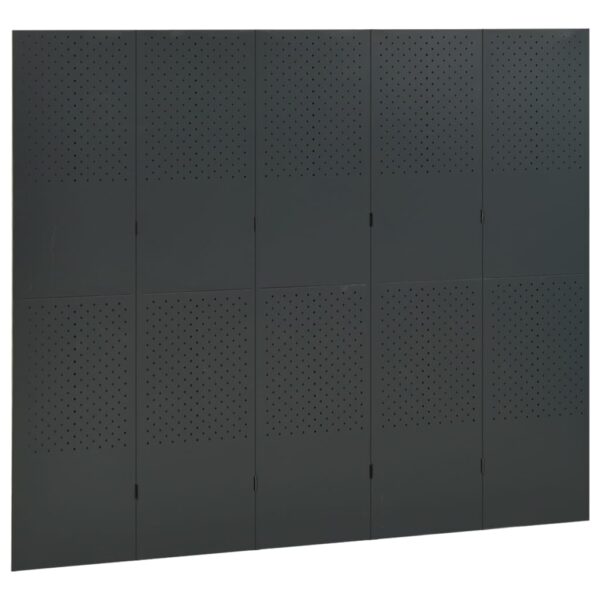 vidaXL 5-Panel Room Divider Anthracite 78.7"x70.9" Steel - Image 3