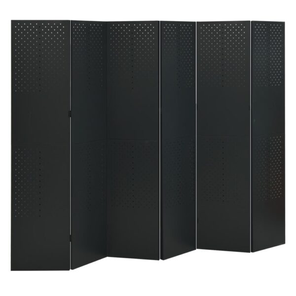 vidaXL 6-Panel Room Divider Black 94.5"x70.9" Steel