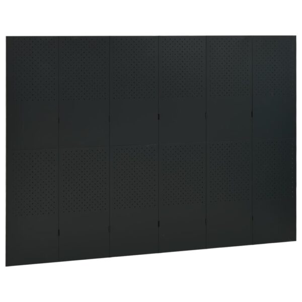 vidaXL 6-Panel Room Divider Black 94.5"x70.9" Steel - Image 3