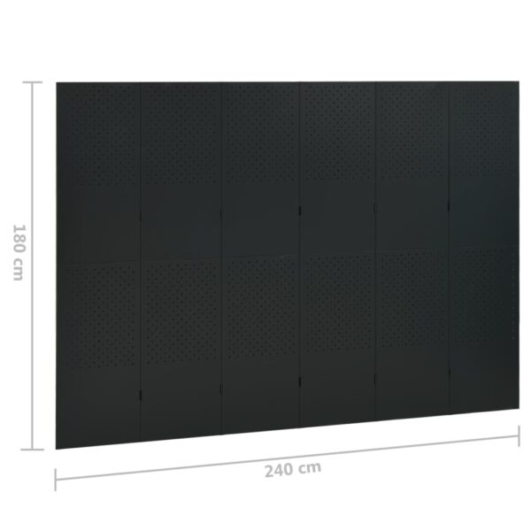 vidaXL 6-Panel Room Divider Black 94.5"x70.9" Steel - Image 6