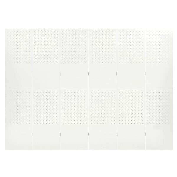 vidaXL 6-Panel Room Divider White 94.5"x70.9" Steel - Image 2