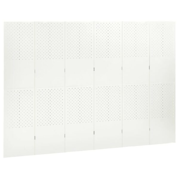 vidaXL 6-Panel Room Divider White 94.5"x70.9" Steel - Image 3