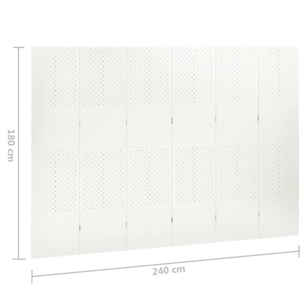 vidaXL 6-Panel Room Divider White 94.5"x70.9" Steel - Image 6