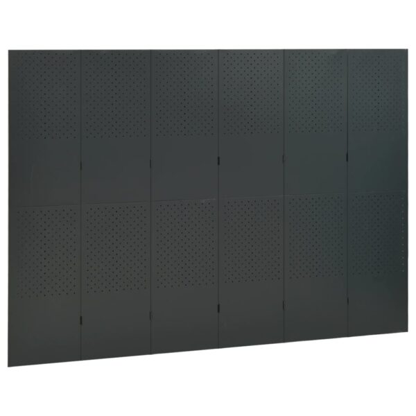 vidaXL 6-Panel Room Divider Anthracite 94.5"x70.9" Steel - Image 3