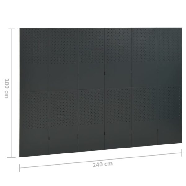 vidaXL 6-Panel Room Divider Anthracite 94.5"x70.9" Steel - Image 6