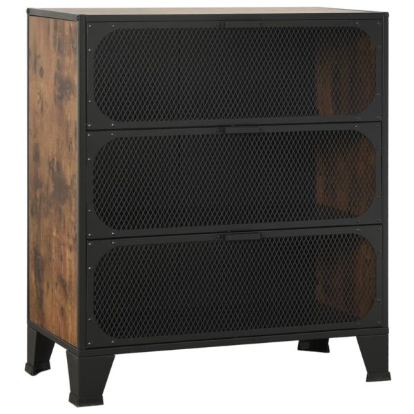 vidaXL Storage Cabinet Rustic Brown 28.3"x14.2"x32.3" Metal and MDF - Image 2