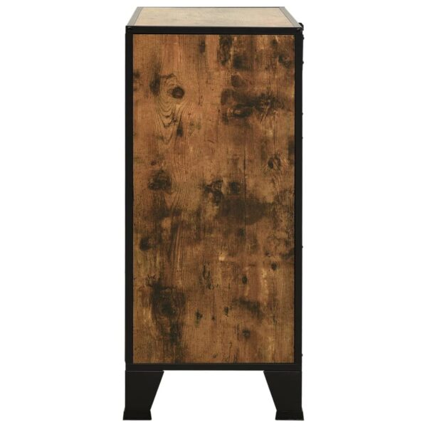 vidaXL Storage Cabinet Rustic Brown 28.3"x14.2"x32.3" Metal and MDF - Image 4