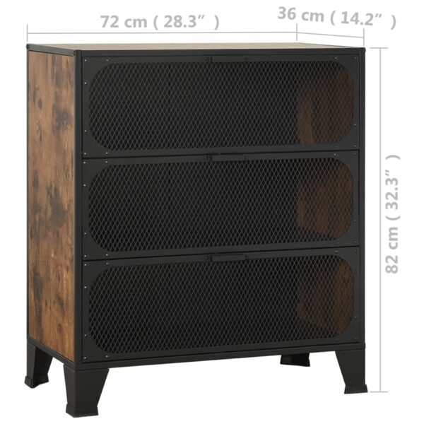 vidaXL Storage Cabinet Rustic Brown 28.3"x14.2"x32.3" Metal and MDF - Image 9