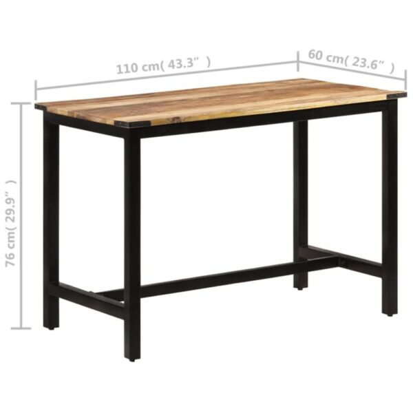 vidaXL Dining Table 43.3"x23.6"x29.9" Solid Wood Mango - Image 8