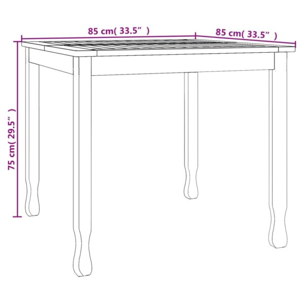 vidaXL Patio Dining Table 33.5"x33.5"x29.5" Solid Wood Teak - Image 6