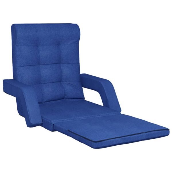 vidaXL Folding Floor Chair with Bed Function Blue Fabric - Image 5