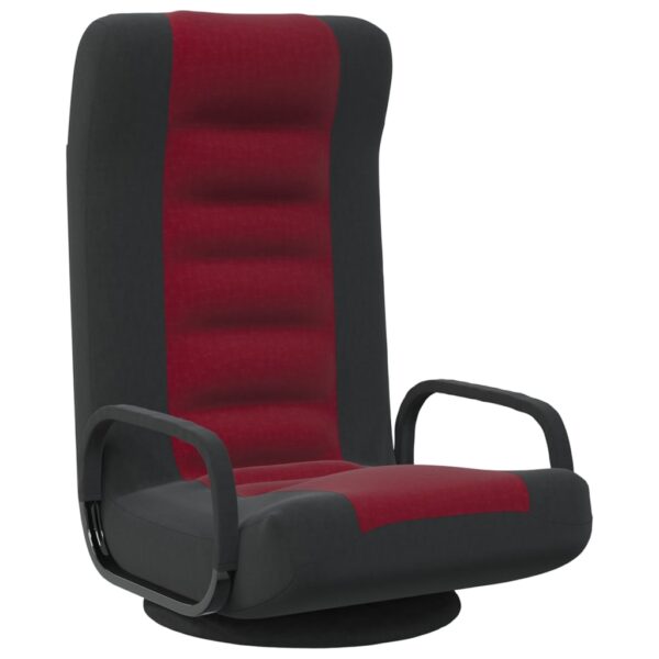 vidaXL Swivel Floor Chair Black and Wine Red Fabric - Image 2