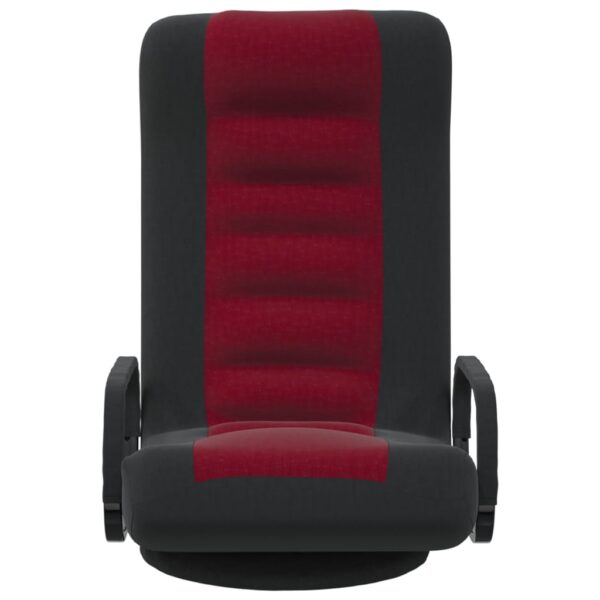 vidaXL Swivel Floor Chair Black and Wine Red Fabric - Image 3