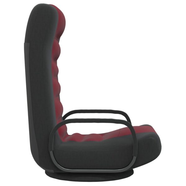 vidaXL Swivel Floor Chair Black and Wine Red Fabric - Image 4