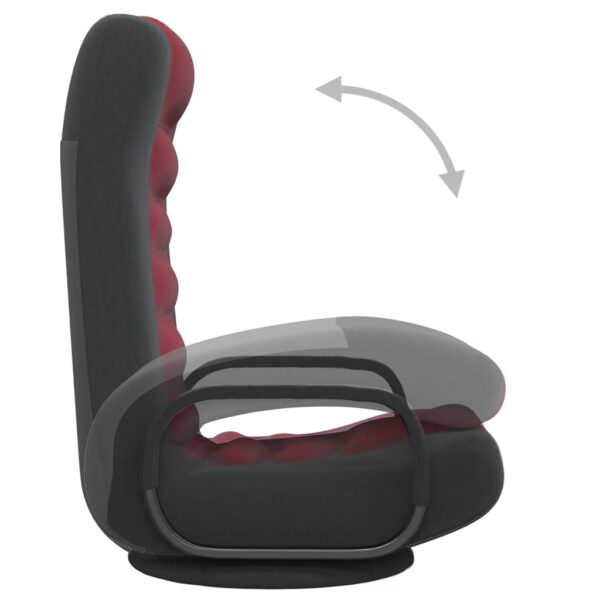 vidaXL Swivel Floor Chair Black and Wine Red Fabric - Image 6