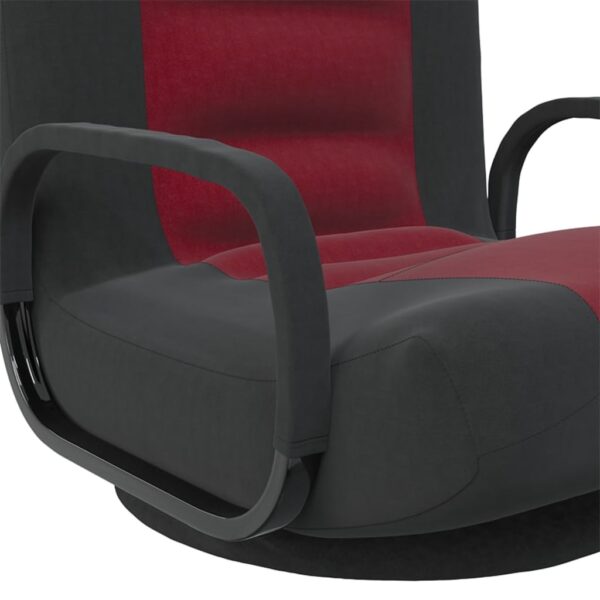 vidaXL Swivel Floor Chair Black and Wine Red Fabric - Image 8