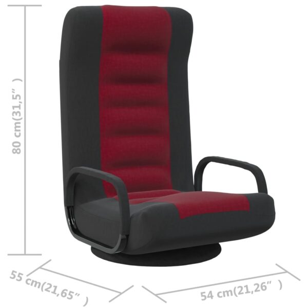 vidaXL Swivel Floor Chair Black and Wine Red Fabric - Image 10