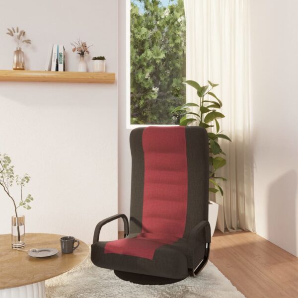 vidaXL Swivel Floor Chair Black and Wine Red Fabric