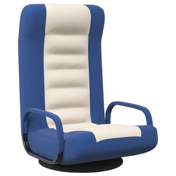 vidaXL Swivel Floor Chair Blue and Cream Fabric - Image 2