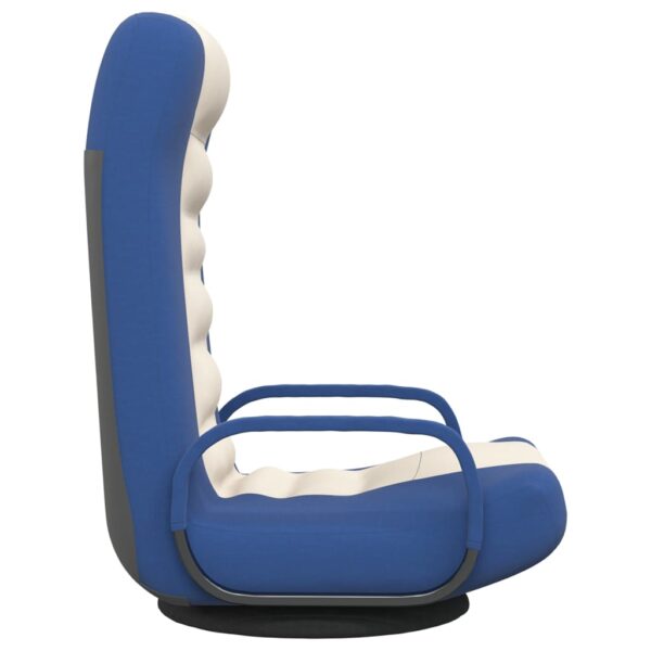 vidaXL Swivel Floor Chair Blue and Cream Fabric - Image 4