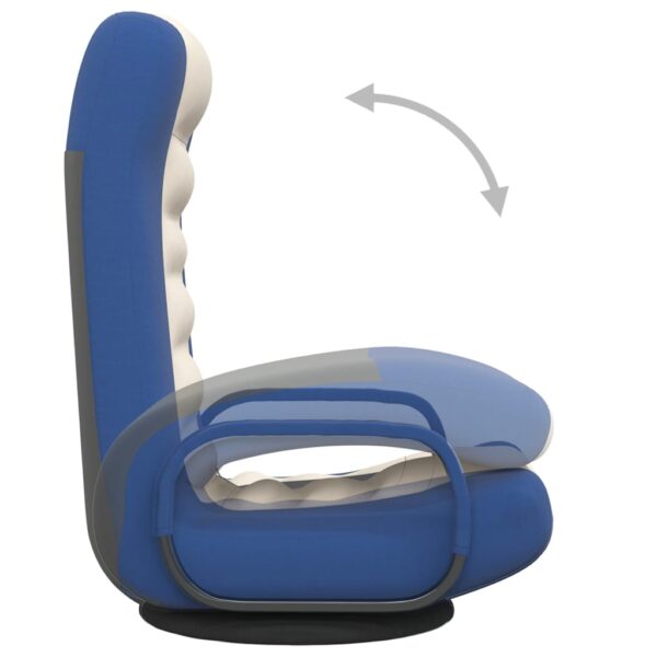 vidaXL Swivel Floor Chair Blue and Cream Fabric - Image 7