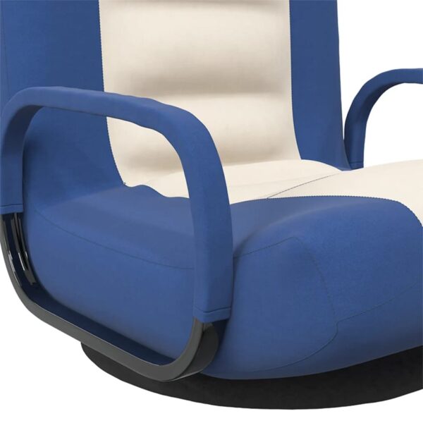 vidaXL Swivel Floor Chair Blue and Cream Fabric - Image 8