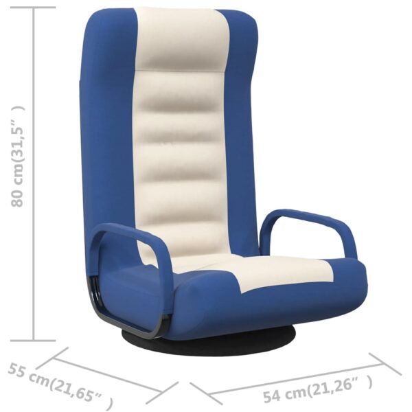 vidaXL Swivel Floor Chair Blue and Cream Fabric - Image 10