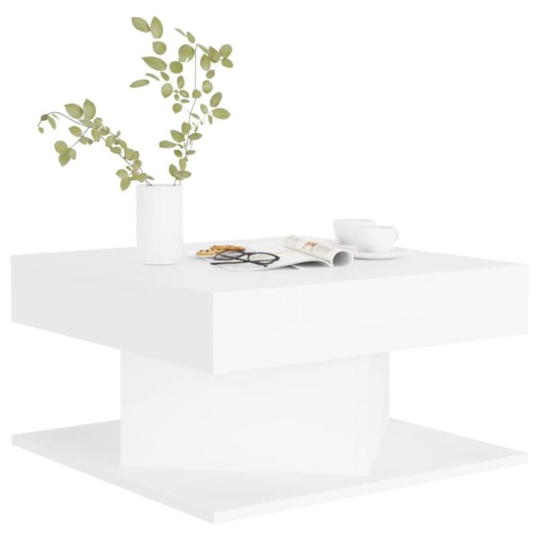 vidaXL Coffee Table White 22.4"x22.4"x11.8" Engineered Wood - Image 4