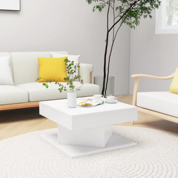 vidaXL Coffee Table White 22.4"x22.4"x11.8" Engineered Wood