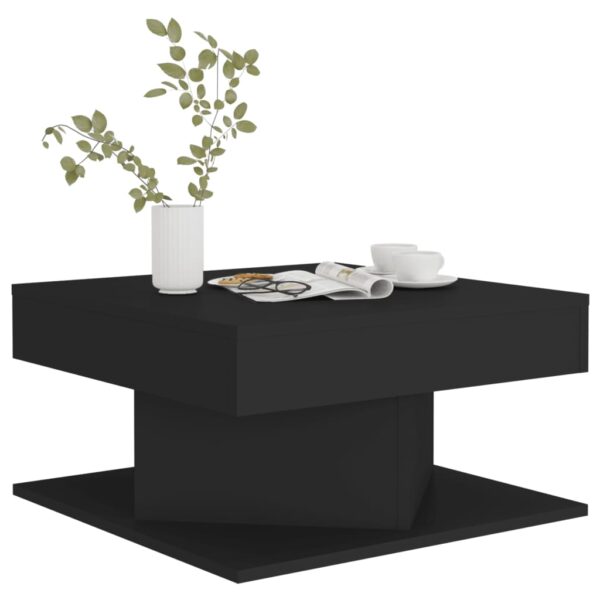 vidaXL Coffee Table Black 22.4"x22.4"x11.8" Engineered Wood - Image 4