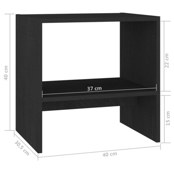 vidaXL Bedside Cabinets 2 pcs Black 15.7"x11.8"x15.7" Solid Pinewood - Image 8