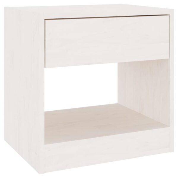 vidaXL Bedside Cabinet White 15.7"x12.2"x15.7" Solid Wood Pine - Image 2