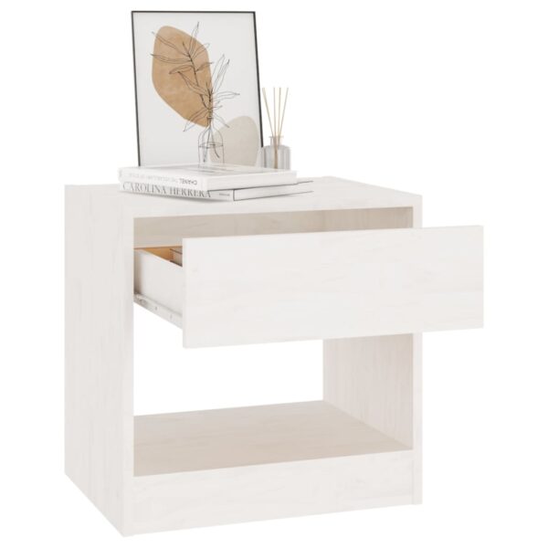 vidaXL Bedside Cabinet White 15.7"x12.2"x15.7" Solid Wood Pine - Image 3