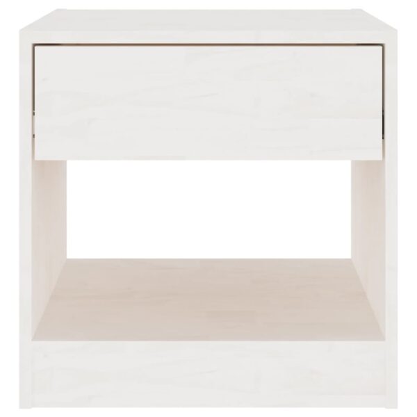 vidaXL Bedside Cabinet White 15.7"x12.2"x15.7" Solid Wood Pine - Image 4