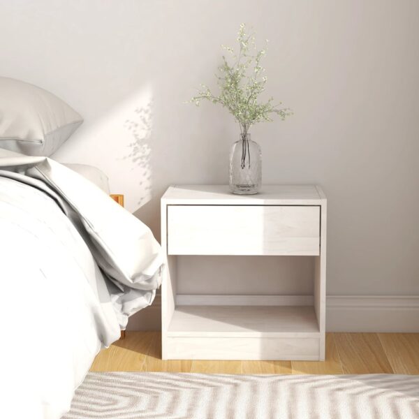 vidaXL Bedside Cabinet White 15.7"x12.2"x15.7" Solid Wood Pine