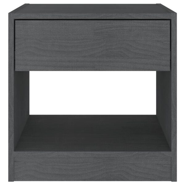 vidaXL Bedside Cabinet Gray 15.7"x12.2"x15.7" Solid Wood Pine - Image 4