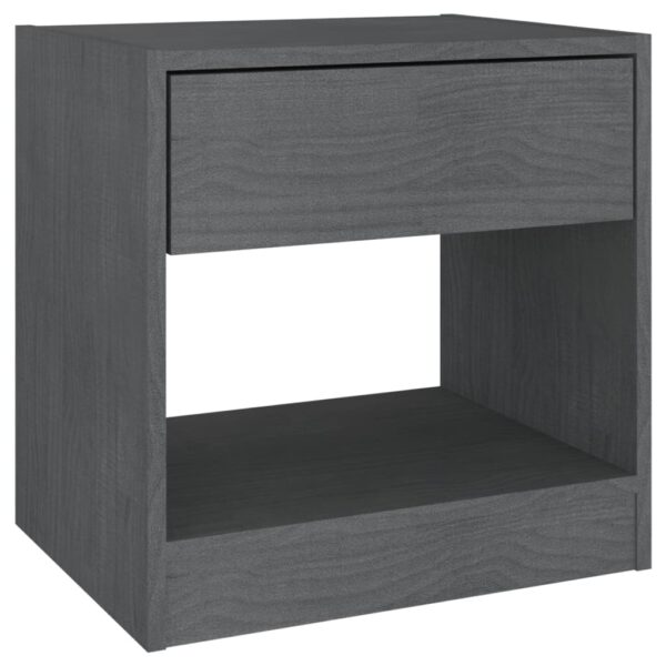 vidaXL Bedside Cabinets 2 pcs Gray 15.7"x12.2"x15.7" Solid Wood Pine - Image 5