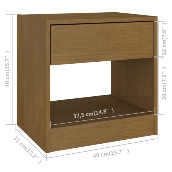 vidaXL Bedside Cabinet Honey Brown 15.7"x12.2"x15.7" Solid Wood Pine - Image 7