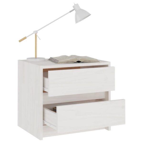 vidaXL Bedside Cabinet White 15.7"x12"x14" Solid Wood Pine - Image 3