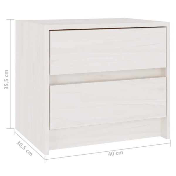 vidaXL Bedside Cabinet White 15.7"x12"x14" Solid Wood Pine - Image 7