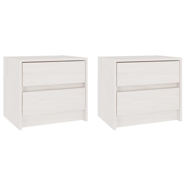 vidaXL Bedside Cabinets 2 pcs White 15.7"x12"x14" Solid Wood Pine - Image 2