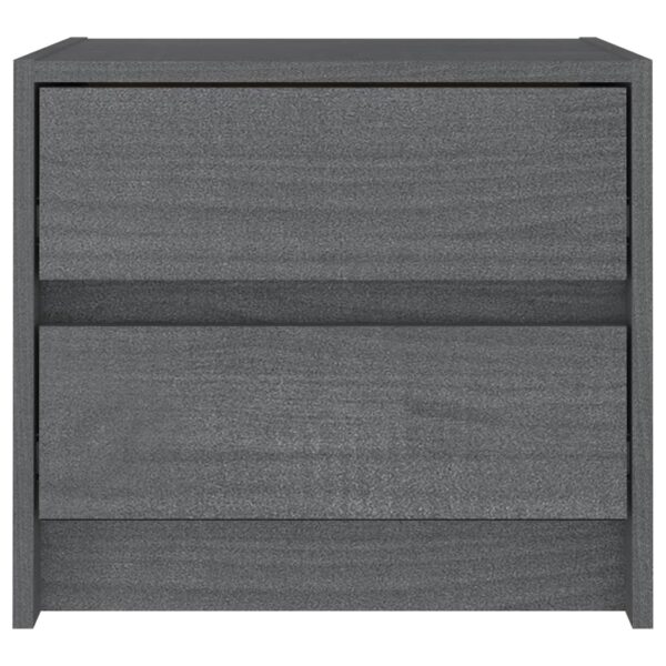 vidaXL Bedside Cabinets 2 pcs Gray 15.7"x12"x14" Solid Wood Pine - Image 4