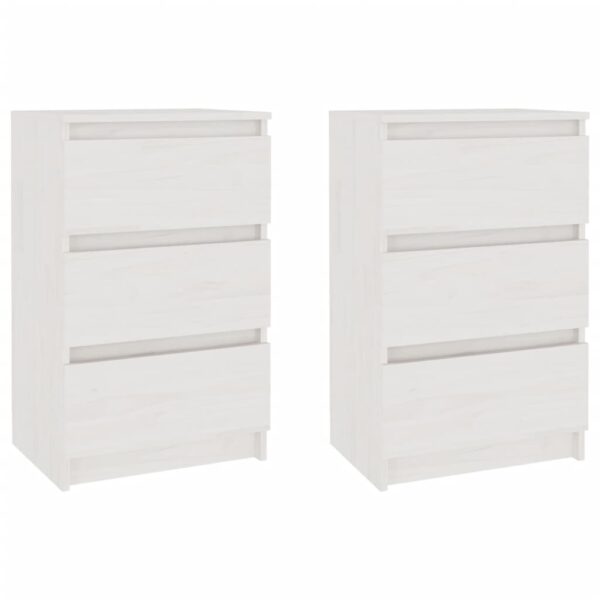 vidaXL Bedside Cabinets 2 pcs White 15.7"x11.6"x25.2" Solid Wood Pine - Image 2