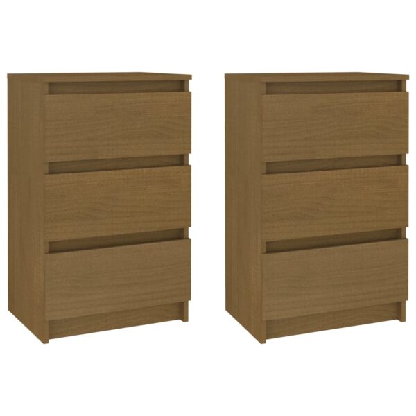 vidaXL Bedside Cabinets 2 pcs Honey Brown Solid Wood Pine - Image 2