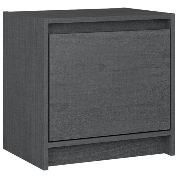 vidaXL Bedside Cabinet Gray 15.7"x12"x15.7" Solid Wood Pine - Image 2