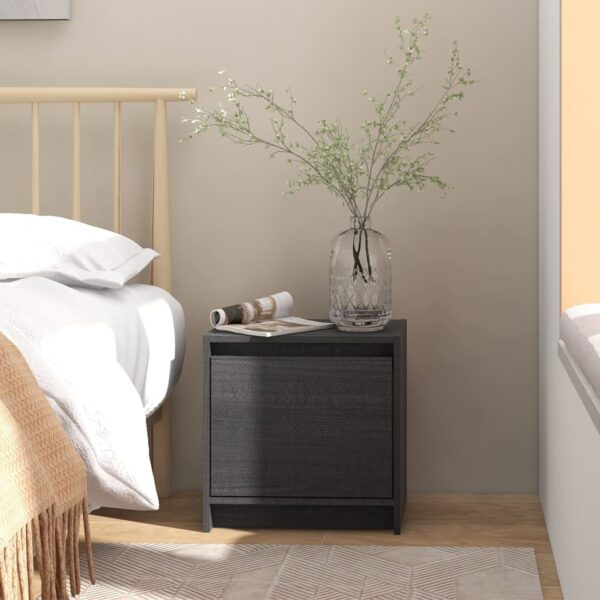 vidaXL Bedside Cabinet Gray 15.7"x12"x15.7" Solid Wood Pine