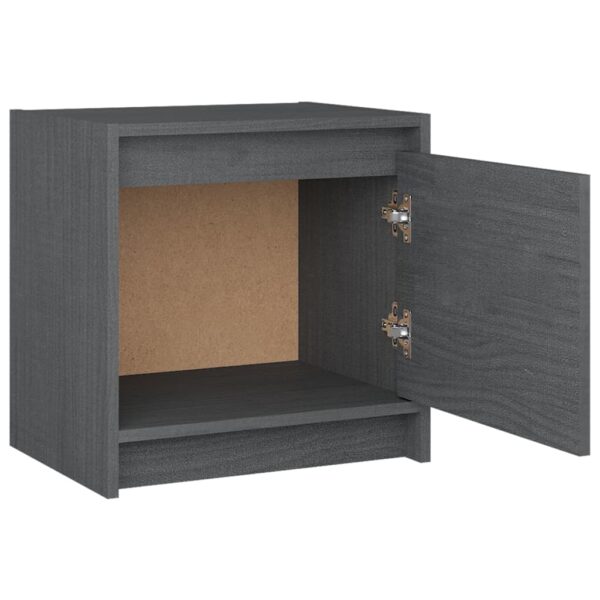 vidaXL Bedside Cabinets 2 pcs Gray 15.7"x12"x15.7" Solid Pinewood - Image 7