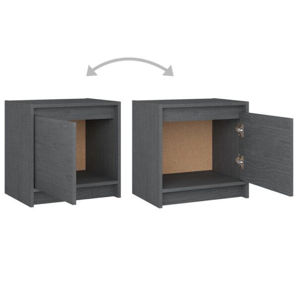 vidaXL Bedside Cabinets 2 pcs Gray 15.7"x12"x15.7" Solid Pinewood - Image 8