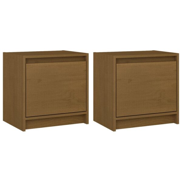 vidaXL Bedside Cabinets 2 pcs Honey Brown 15.7"x12"x15.7" Solid Pinewood - Image 2